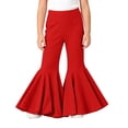 thumbnail image 2 of EnJoCho Toddler Girls Baggy Bell-Bottom Pants Loose Wide Leg Elastic High Waist Ruffled Flared Trousers Little Girls Soft Knit Flared Pants Elastic High Waist Bell Bottom Pants, 2 of 7
