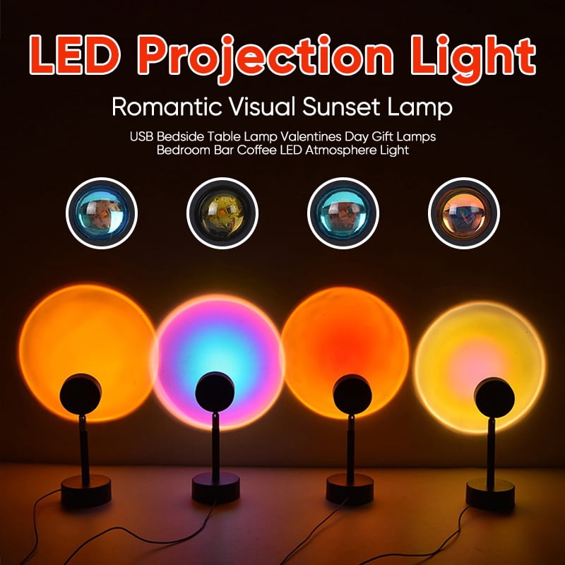 27cm LED Projection Light Sunset Rainbow Projector Night Lights USB Bedside Table  Lamp Valentines Day Gift Lamps Bedroom Bar Coffee LED Atmosphere Light -  Walmart.com