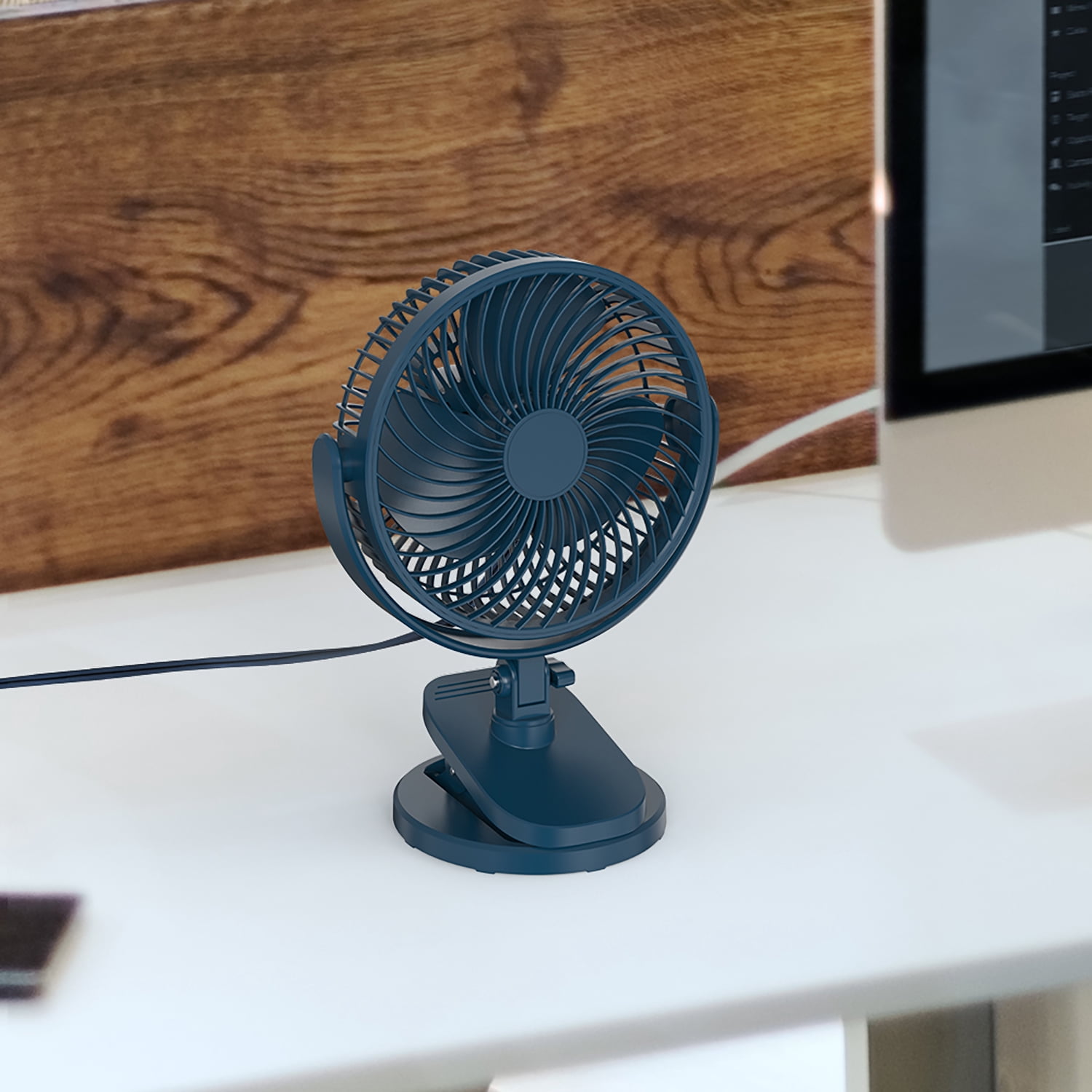 Mainstays 6" 2-speed Personal Desktop and Clip Fan, Adjustable rotates 360°, Washed Indigo, Model#FN1868NWI, New 2026 Model