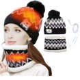 thumbnail image 1 of Gorro con babero de punto de dos piezas para uso general de invierno con calefacción eléctrica por USB para exteriores, color negro, 1 of 5