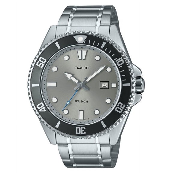 Casio Standard Analog Stainless Steel Grey Dial Quartz MDV-107D-8AV 200M Men's Watch