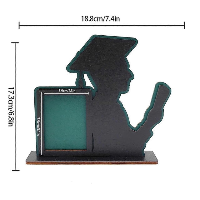 2PCS Class of 2024 Graduation Frame Wooden Table Graduation Picture Frame Home Desktop Ornaments Fit Vertical Portrait-B