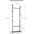 thumbnail image 2 of FLERISE Wooden Clothes Rack for Hanging Clothes, Sturdy Clothes Rack Heavy Duty, Entryway Coat Rack Freestanding, Tall Coat Hanger Stand & Clothing Display Rack for Bedroom, Office, 2 of 6