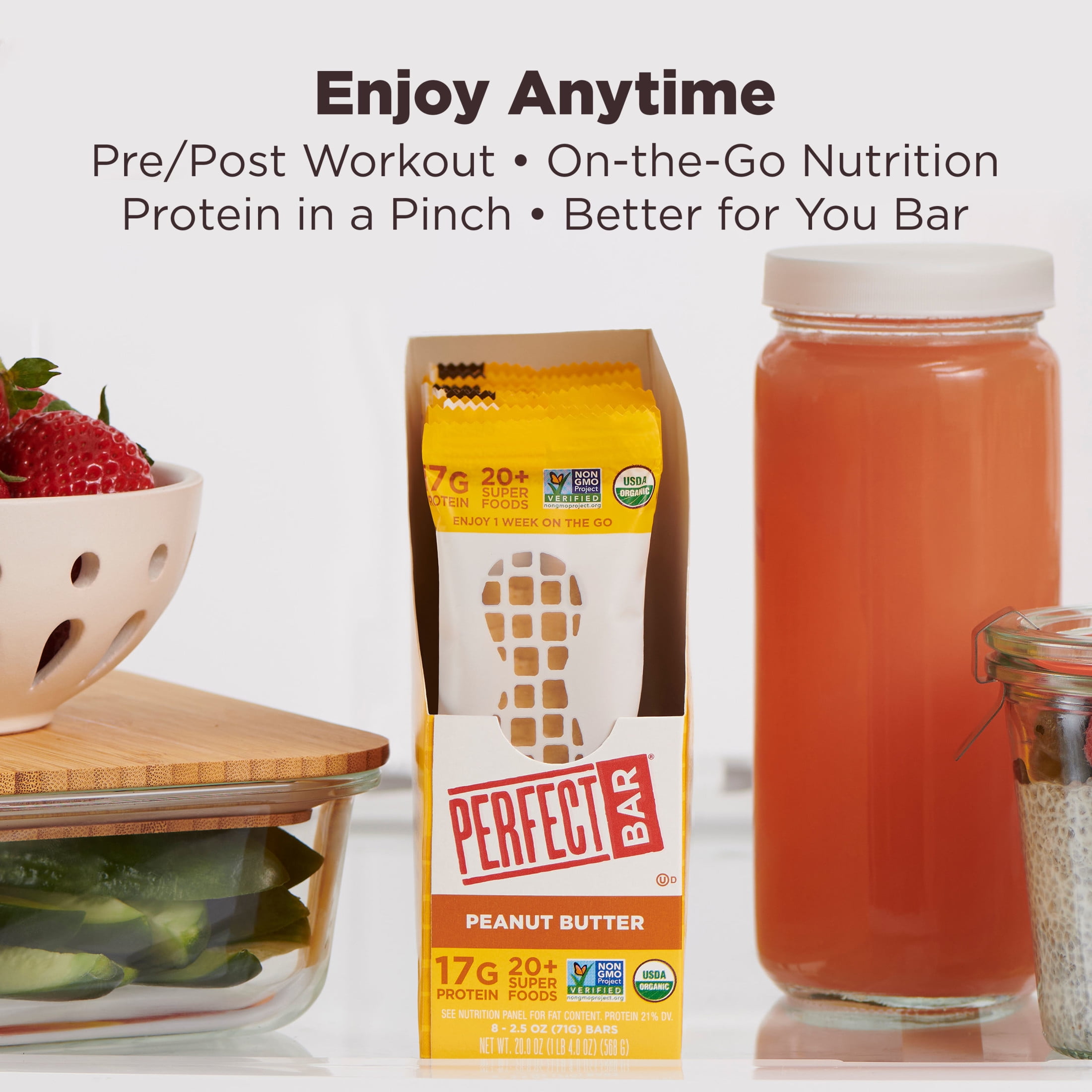 Perfect Bar Gluten-Free Peanut Butter Refrigerated Protein Bar, Organic, 4 count, 2.5 oz