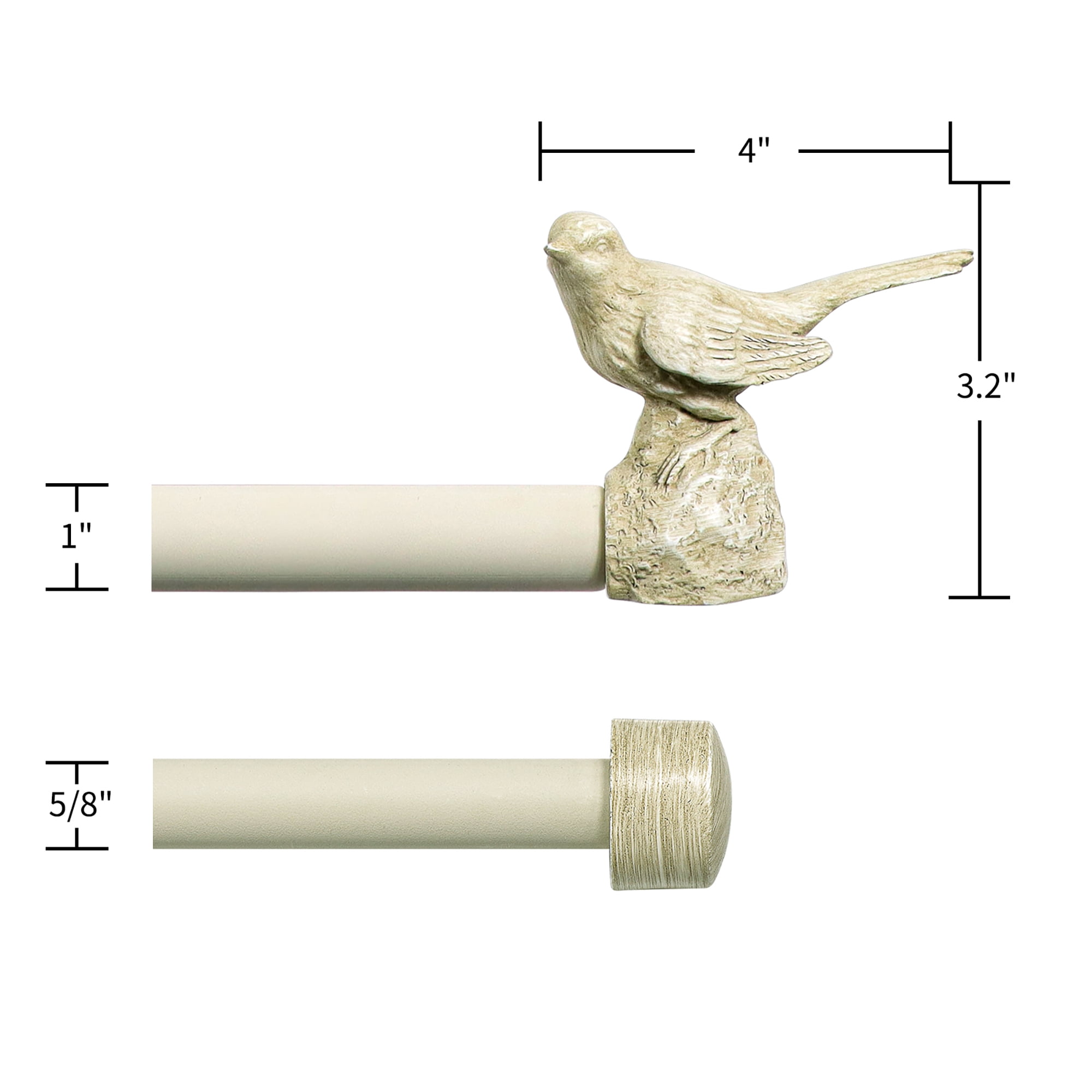 MERIVILLE 1-Inch Diameter Telescoping Double Window Curtain Rod, Country White Bird Finials, 28"-48", Country White Rod