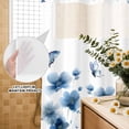 thumbnail image 3 of No Hook Shower Curtain, Navy Blue Floral Shower Curtains for Bathroom with See Through Top Window, Spring Flowers Butterflies Watercolor Waterproof & Washable Bath Curtain Stand Up Stall 36"x72", 3 of 9