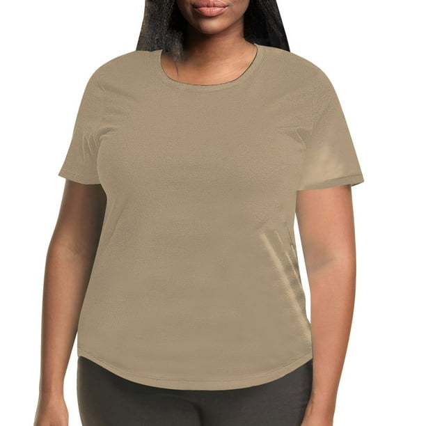 Camiseta de manga corta y cuello redondo de color liso para mujer, tallas grandes, cómoda y elegante, para uso diario, tallas S-XXXL