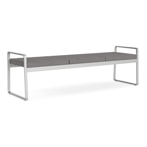 Lesro Gansett Polyurethane 3-Seat Bench Waiting Room Guest in Silver/Castillo Metal Gray