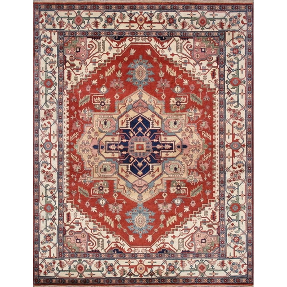 Pasargad Home pb-10b ivo 9x9 9 x 9 in. Serapi Collection Hand-Knotted Wool Area Rug, Rust