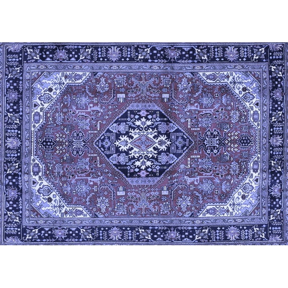 Ahgly Company Indoor Rectangle Medallion Blue Traditional Area Rugs, 7' x 10'