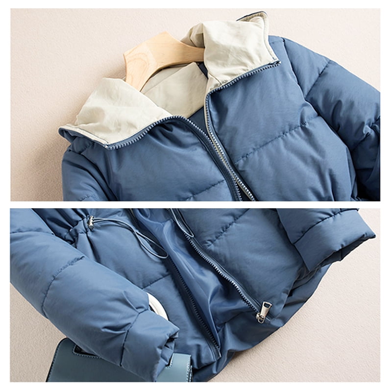 Coolred-Men Oversized Zip Hood Fashionable Warm Pocket Solid Down Jackets