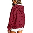 thumbnail image 4 of Raeneomay Women's Polka Dot Hoodie - Zip Up Long Sleeve Pocket Jacket S-XXXL, 4 of 6