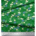 thumbnail image 2 of Soimoi Moss Georgette Fabric Paper Boat,Fish & Starfish Ocean Print Fabric by The Yard 42 Inch Wide, 2 of 3