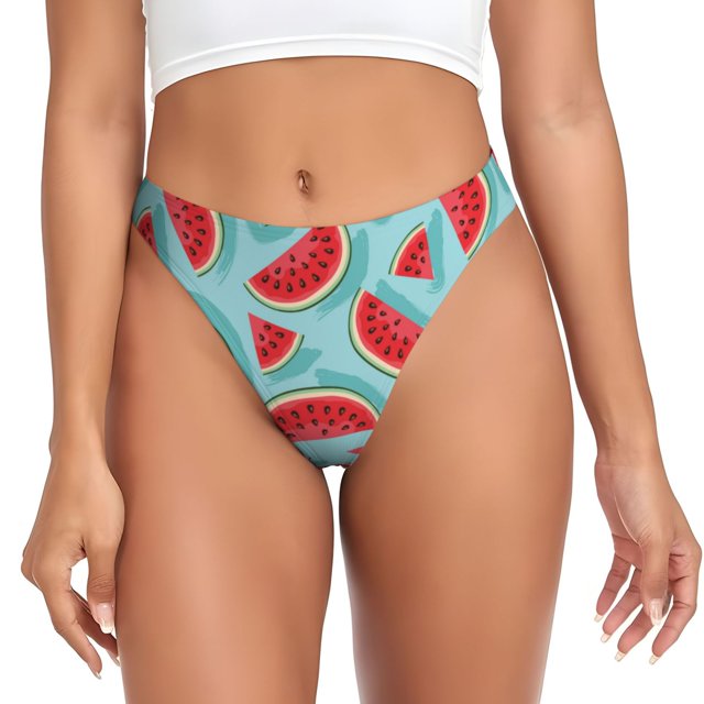 Fotbe Watermelon Tanga Sin Costuras para Mujer con Estampado – Panties Invisibles, Transpirables y Cómodos para Uso Diario-X-Small
