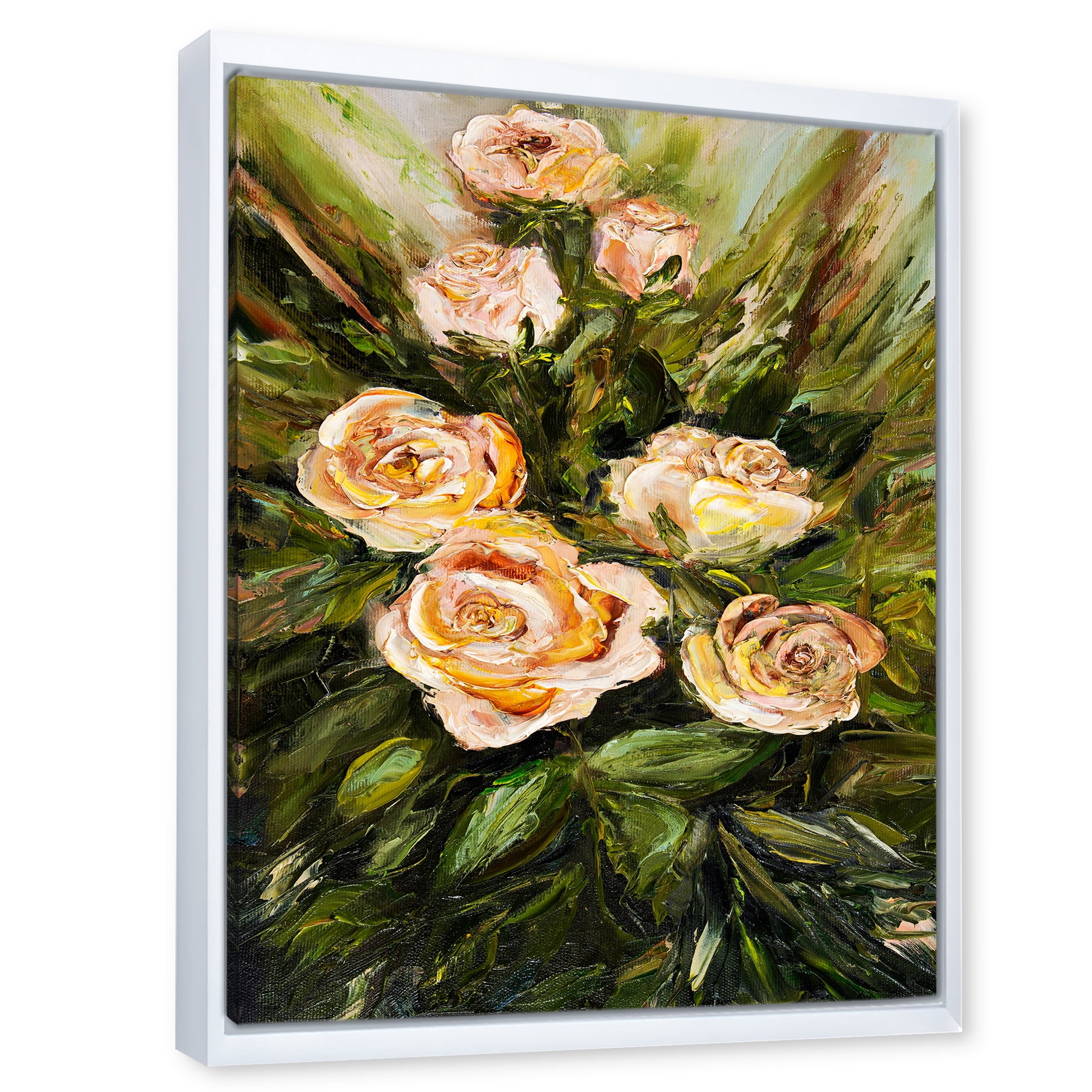 Designart 'Abstract Four VIntage Pink Roses' Traditional Framed Canvas Wall Art Print