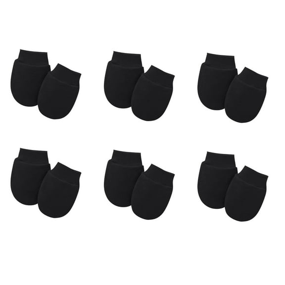 ZACPNCV 6 Pairs Baby Mittens Newborn No Scratch Mittens Newborn Cotton Wrist Gloves Infant Toddler Mittens for Baby Boys Girls Black 0-12 Months