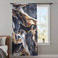 thumbnail image 4 of Navy Blue Brown Marble Sheer Curtains 63 Inches Long, Minimalist Abstract Art Light Filering Curtains, Breathable Simi Curtain Privacy Drapes for Living Room Bedroom Lightweight Window Treatment, 4 of 9