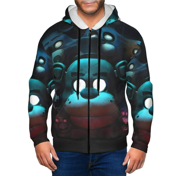 Saiise Five Nights At Freddy'S Mens Zip Up Hoodie Long Sleeve Full-zip Hooded Sweatshirt Pullover With Kangaroo Pocket S-3XL