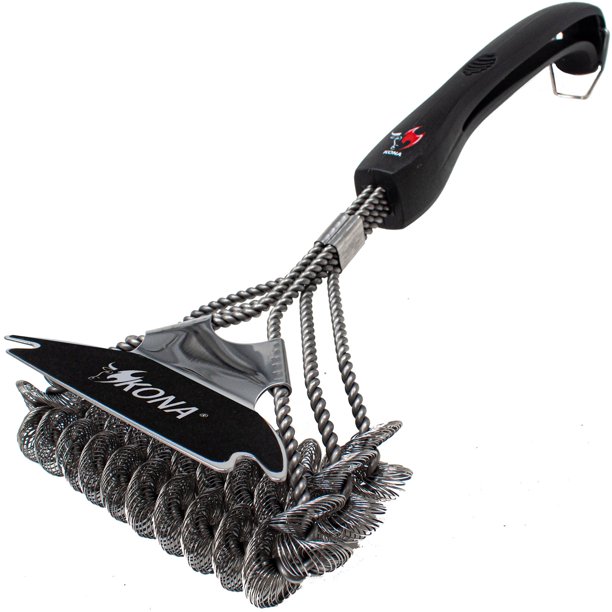 Kona Safe/Clean Grill Brush with Flat/Scrape Scraper Compatible with