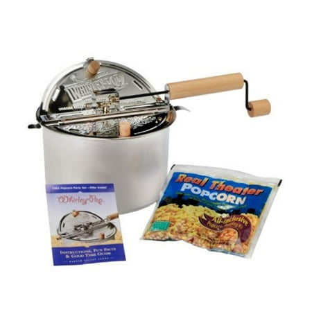 Wabash Valley Farms Stainless Steel Whirley-Pop with Real Theater All-Inclusive Popping Kit