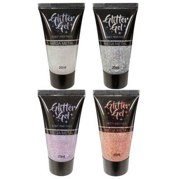 Elegani Body & Face Glitter Gel - Set of 4 (Brown, Silver, Purple) | Sparkle and Shine for Any Occasion