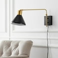 thumbnail image 6 of Open Box JONATHAN Y Max 20.5" Swing Arm 1-Light Modern Midcentury Iron USB Charging Port LED Sconce, Black/Brass Gold, 6 of 9