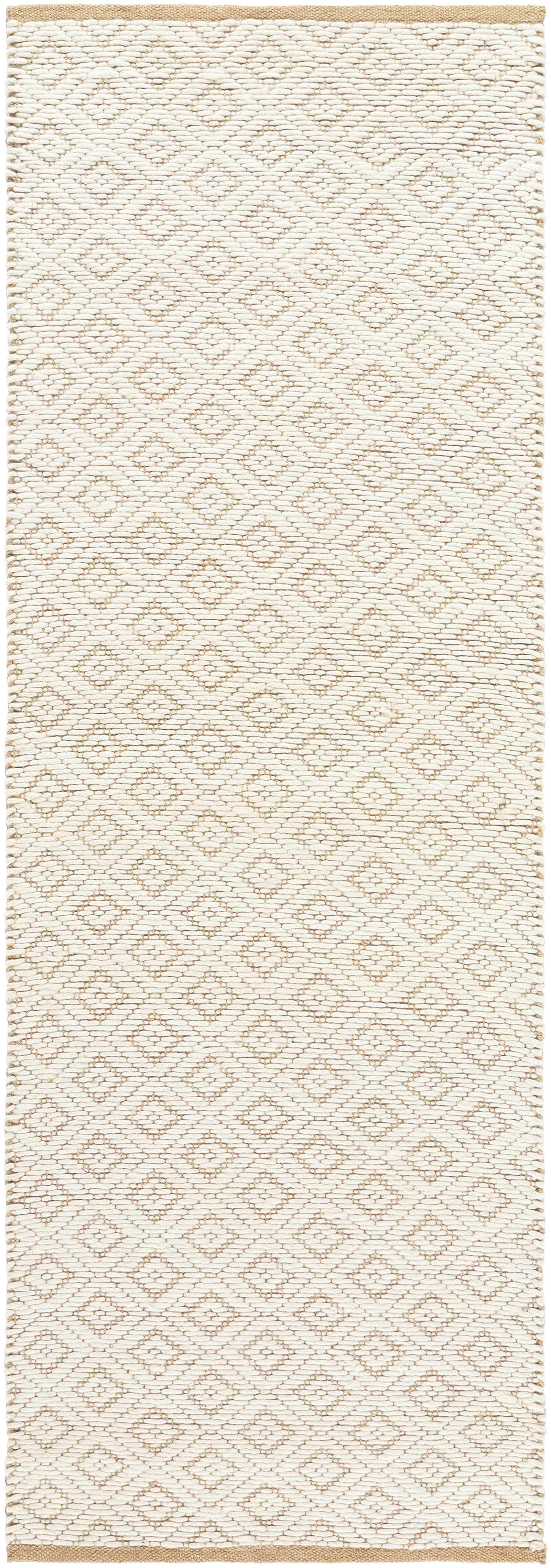 Hauteloom Irela Boho Hand Woven Natural Fiber Wool and Jute Blend Soft Area Rug - Farmhouse Geometric Diamond Carpet - Cream, Beige, Ivory - 5' x 7'6"