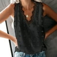 thumbnail image 4 of Scyoekwg Women's Spaghetti Strap Tank Top Basic Sling Camisole Casual Summer Loose Sleeveless V-Neck Lace Pompoms Tank Tops Solid Color T Shirts (Black,L), 4 of 8