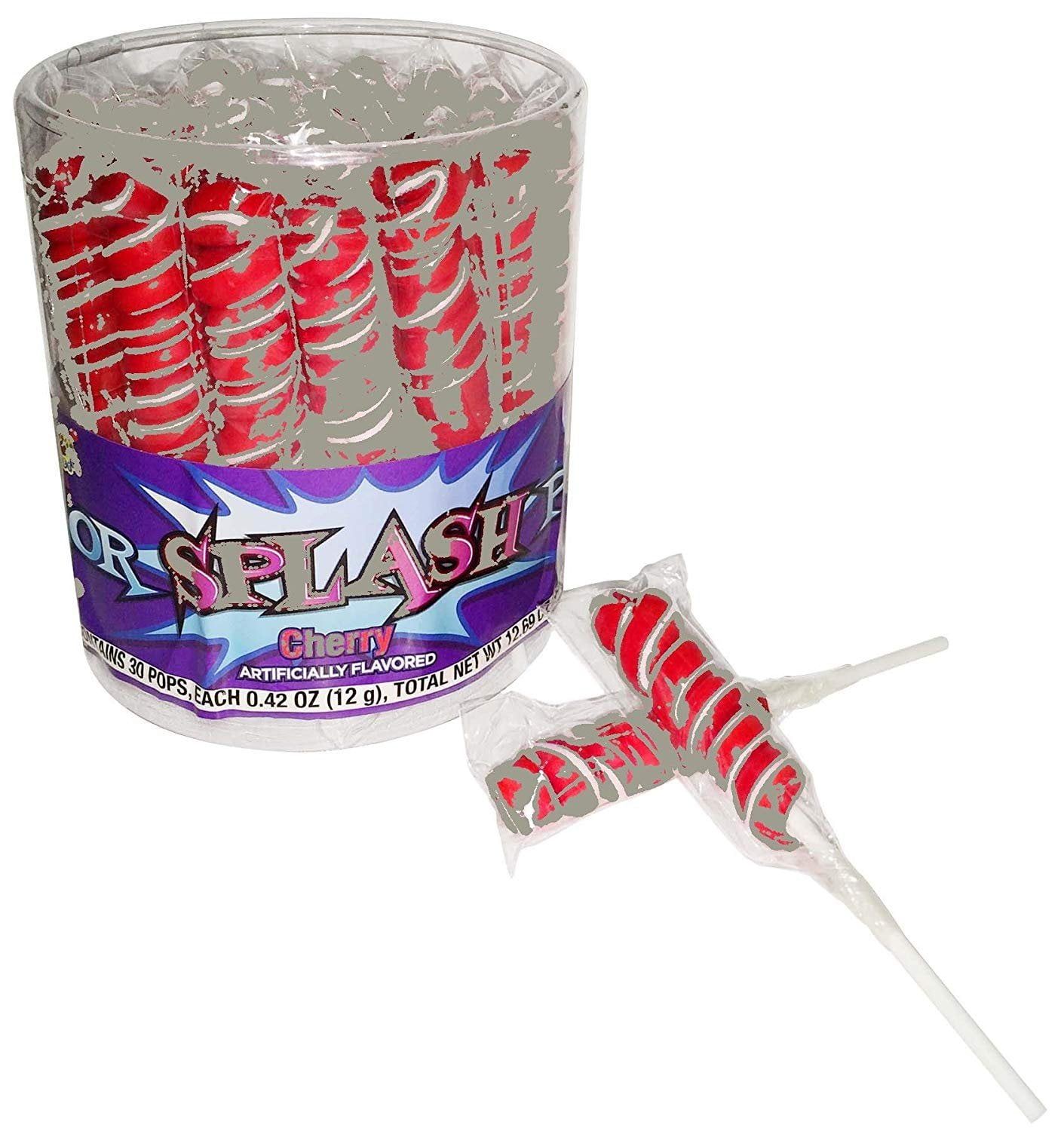 COLORSPLASH LOLLIPOPS Jar, 30 Pops, 12.69 oz, Red Cherry