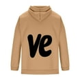 thumbnail image 2 of Felirenzacia Valentine's Day Matching Couple Love Graphic Hoodie, VE Print Pullover Tube Sweatshirt for Big Men,Khaki,L, 2 of 4