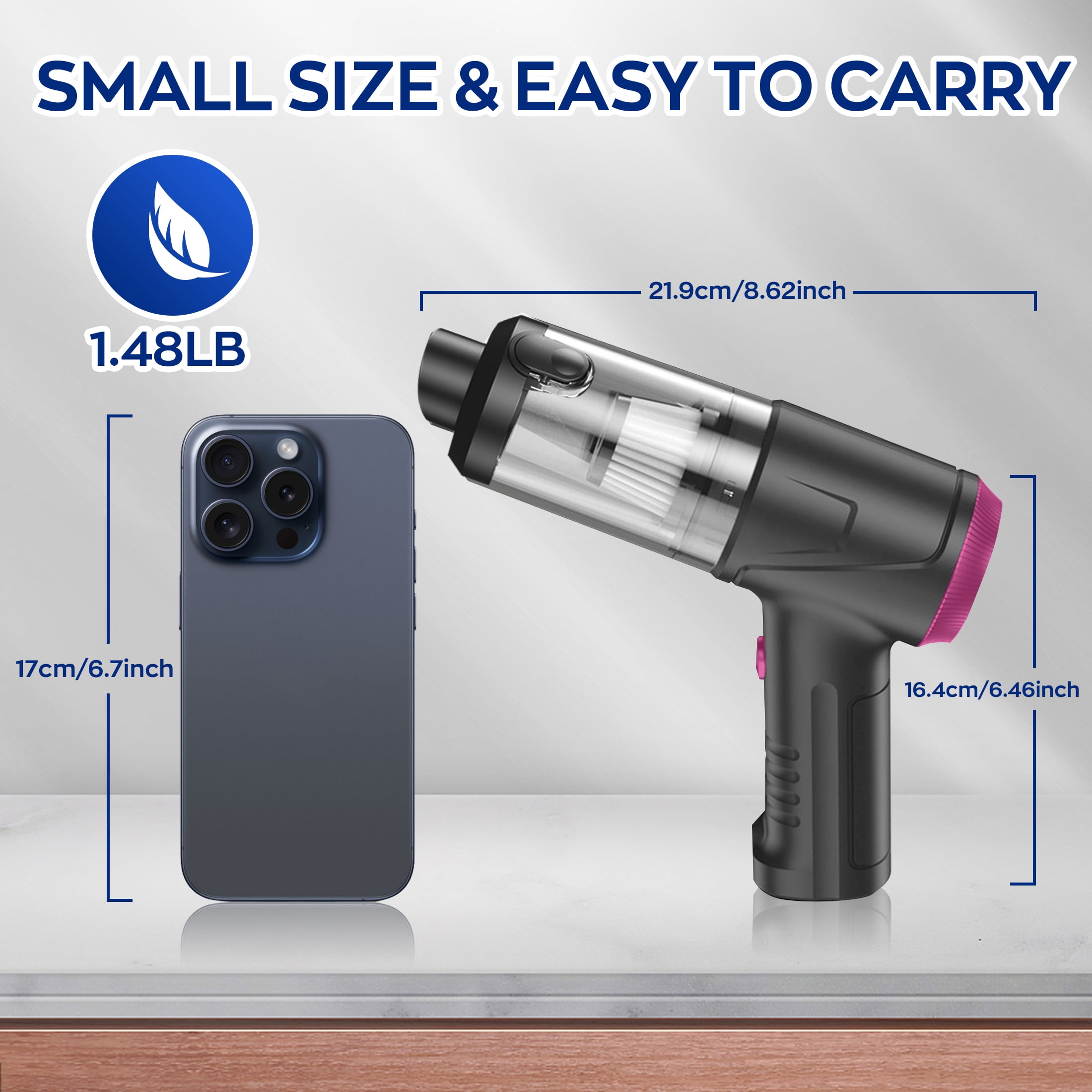 EVLIVE 4-In-1 Car Vacuum Cleaner, 9000PA Strong Suction, Can Clean Dead Corners Handheld Vacuum Cleaner, High Endurance Anti-Drop Car Vacuum Cleaner, Car,Home,Office.