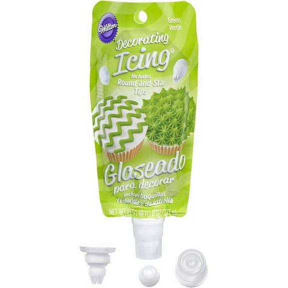 Wilton 8oz Green Icing Pouch W Tips