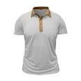 thumbnail image 4 of Yiaimeir Men's Solid Color Button Pocket Lapel Short Sleeve Top Men's Casual Fashion Shirt,Size M-2XL, 4 of 5