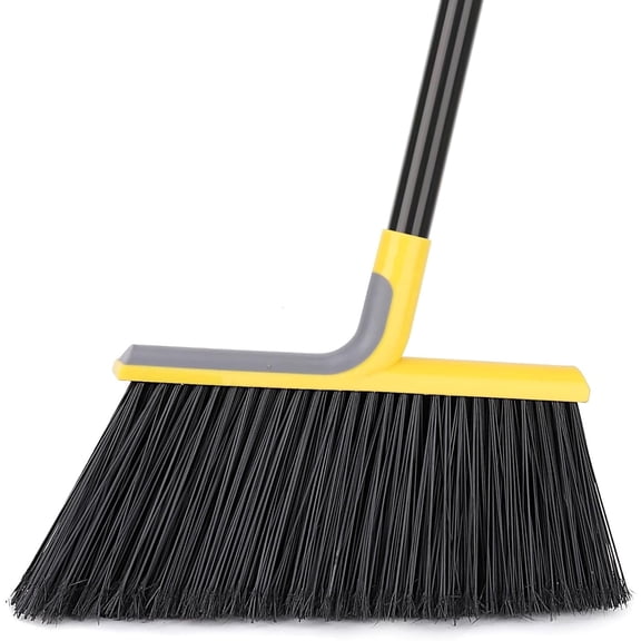 Heavy Duty Broom for Floors 58" Handle Commercial Broom for Sweeping Indoor Outdoor Garage Shop Patio House Kitchen Yellow