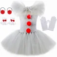 thumbnail image 2 of Disfraz de Pennywise de Halloween para niños, vestido de tutú de Joker gris y payaso espeluznante, ropa elegante para niñas para fiesta de carnaval, vestidos de tul, 2 of 5