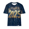 thumbnail image 3 of Camisetas Casuales de Mujer Año Nuevo Impreso Suéter de Manga Corta Cuello Redondo, Top de Moda para el Uso Diario, 3 of 4