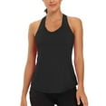 thumbnail image 2 of Htigea Lightweight Racerback Tank Tops for Women High Neck Workout Athletic Running Sleeveless Shirts Black,L, 2 of 5