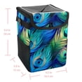 thumbnail image 5 of Peacock Feathers Foldable Mini Trash Can Car Trash Can with Lid Leak-Proof Hanging Storage Bag for Car, 5 of 6
