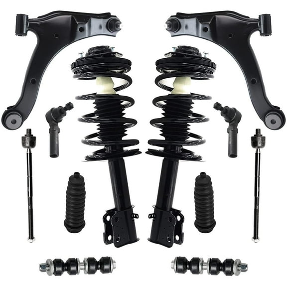Detroit Axle - Front 12pc Suspension Kit for Dodge Plymouth Neon SX 2.0, 2 Struts 2 Lower Control Arms w/Ball Joints 4 Tie Rods 2 Sway Bars 2 Boots Replacement
