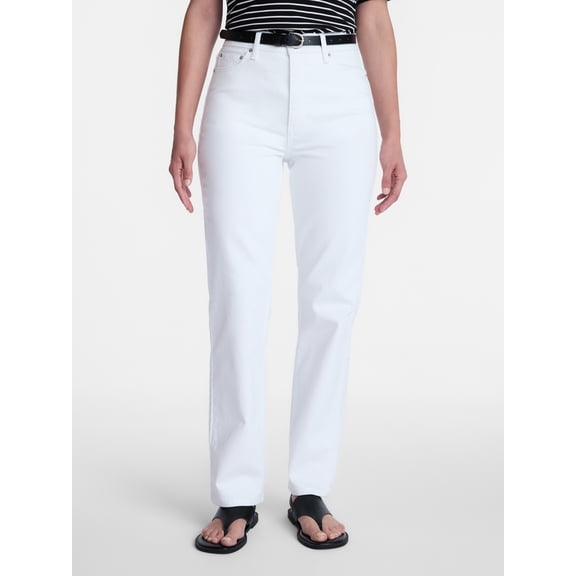 Time and Tru Women's High Rise Straight Leg Jeans, 30" Inseam, Sizes 0-20, 10S-16S