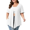thumbnail image 2 of PINKSIR Women's Plus Size Short Sleeve Cardigan Lightweight Breathable Summer Open Front with Pockets White 3X, 2 of 8