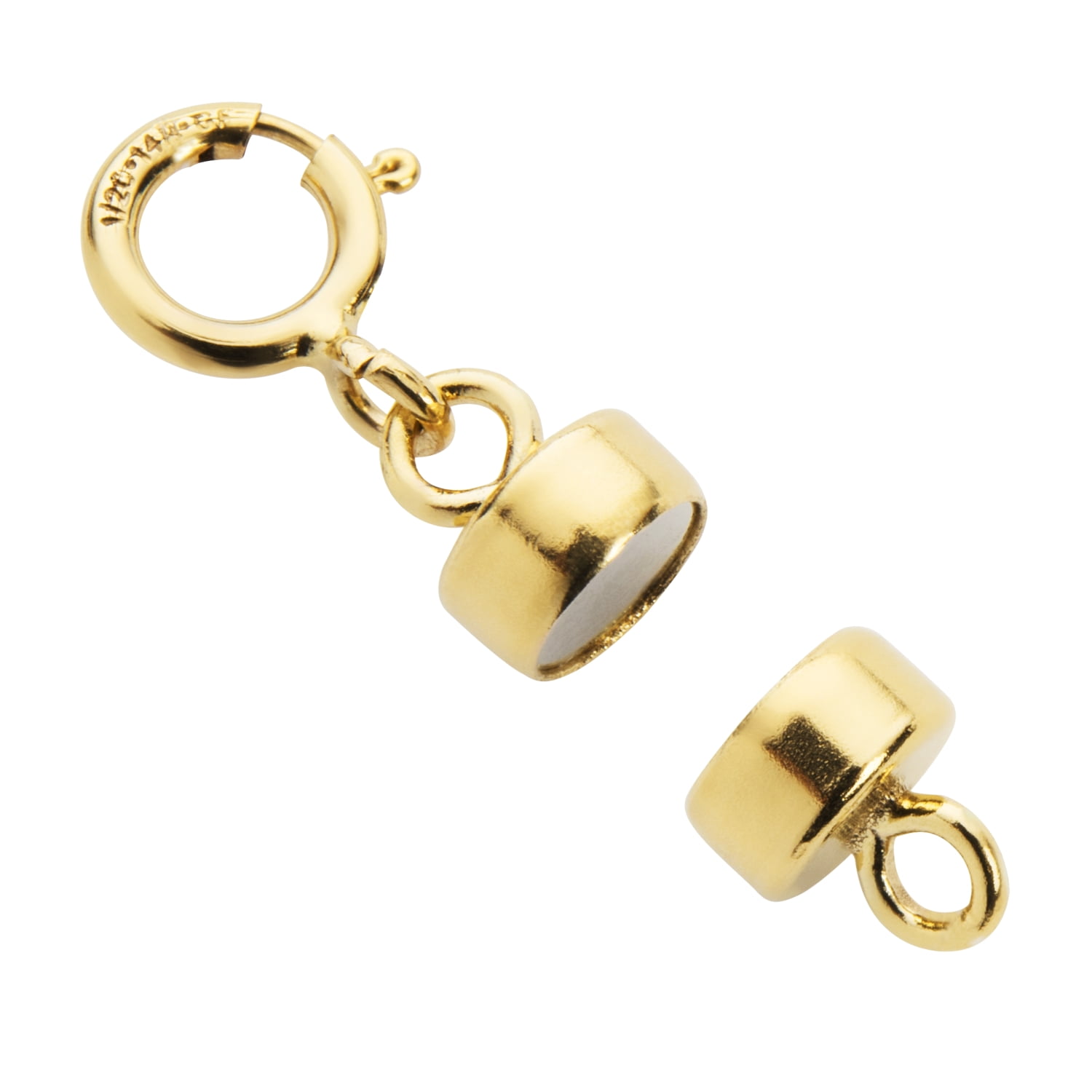 2 Clasps Yellow Gold Filled Round Magnetic Clasp Converter for Necklace or Bracelet with Spring Ring