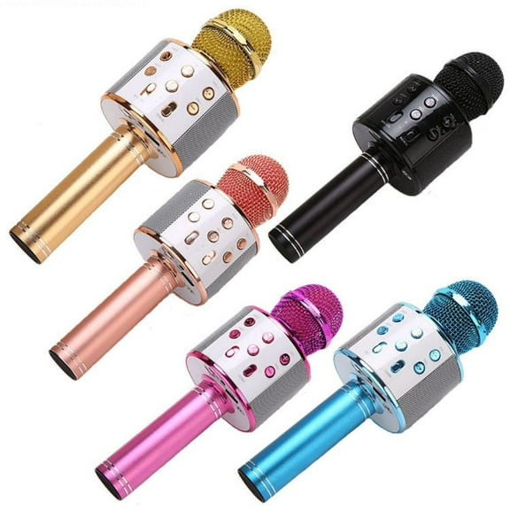 WS858 Bluetooth-compatible Wireless Microphone Home Karaoke Microphones Speaker Handheld Music Player Singing Recorder KTV