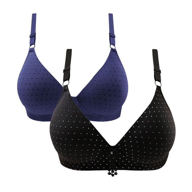 Timegard 2pc Wireless Bras for Women Breathable Comfort Adjustable Strap High Support Everyday Bralette
