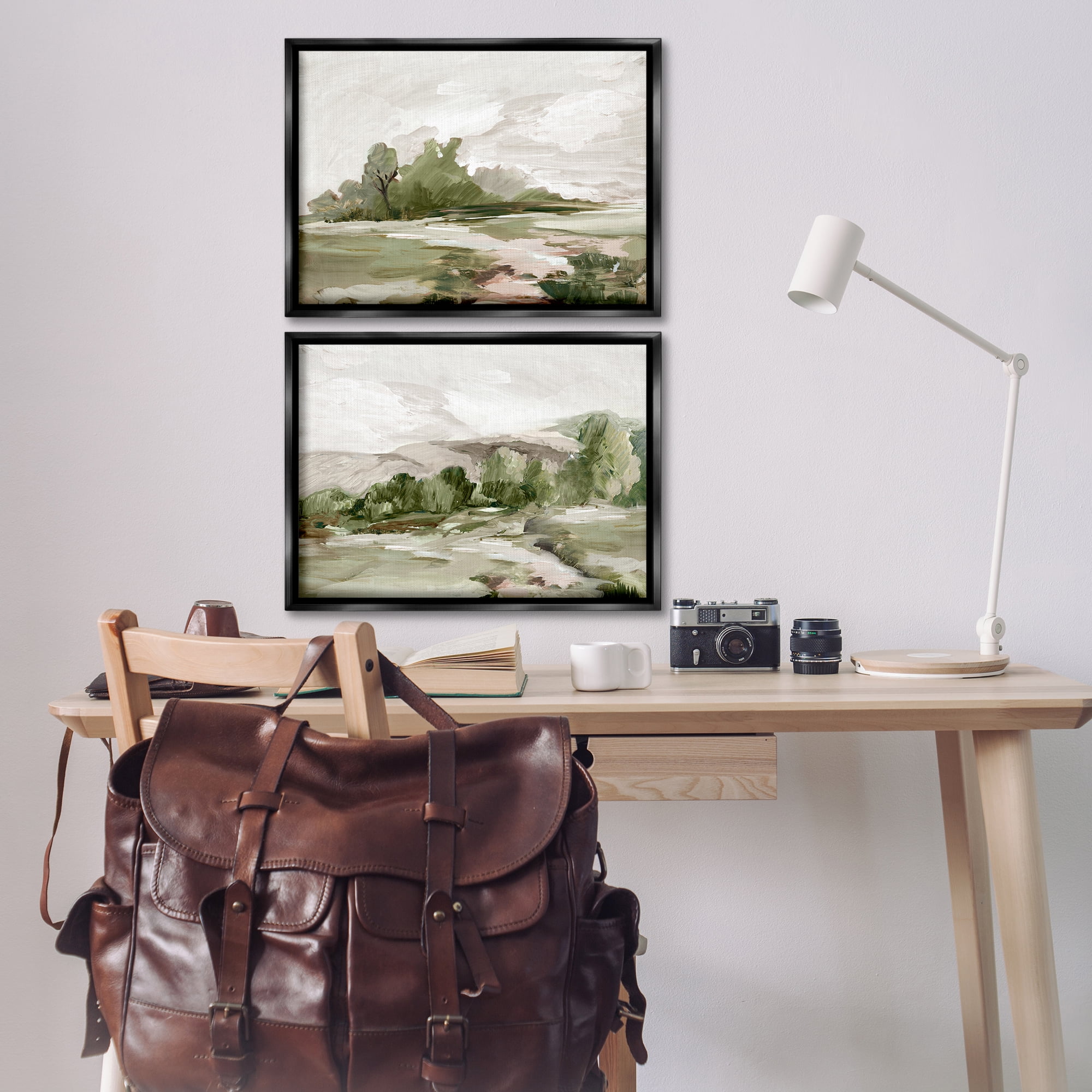 Stupell Industries Impressions of Country Hills Landscape & Nature Painting Black Floater Framed Canvas Art Print Wall Art, 25 x 17, Set of 2