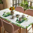 thumbnail image 3 of St Patrick's Day Table Cloths for 3 Foot Rectangle Tables, Watercolor Shamrock Leaves Watering Can Green Patio Waterproof Elastic Fitted Tablecloths, Washable Rectangular Table Cover for Camping, 3 of 8