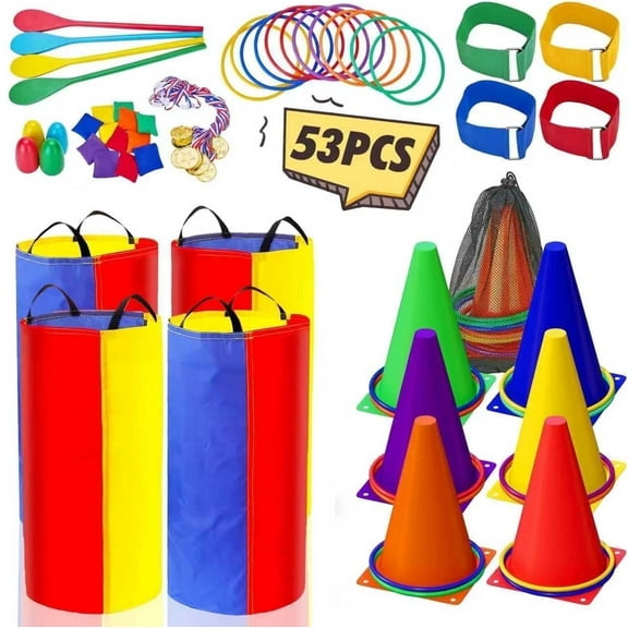 LINXUXIE 53PCS Potato Sack Race Bags Set, Outdoor Activities Toys Games, Party Birthday Gifts for Family, Kids and Adult