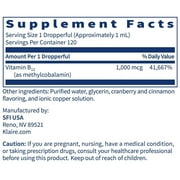 B12 Liquid Methylcobalamin 4 Fl Oz 1 Mg
