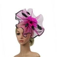 thumbnail image 7 of Women Cocktail Headwear, Girls Organza Feather Flower Decorative Hair Hoop for Tea Party, Wedding, Costume Party, 7 of 7