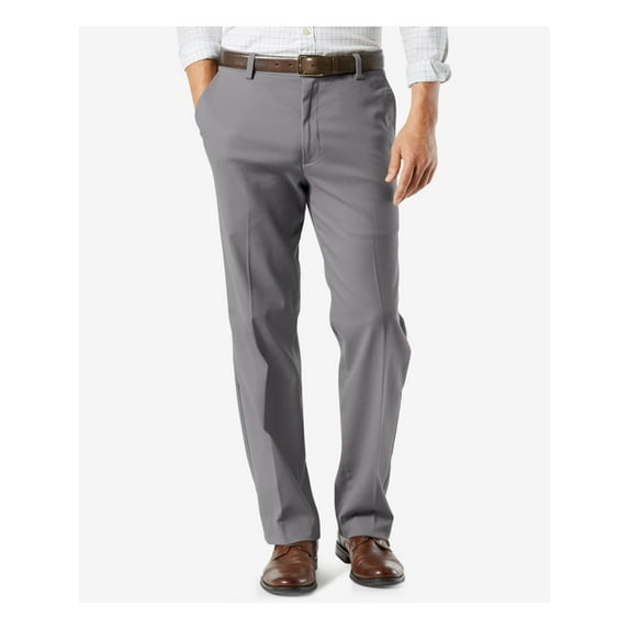 DOCKERS Mens Gray Stretch, Classic Fit Pants W34/ L38